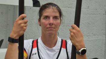 Litt zum Auftakt der Europameisterschaften in München-Oberschleißheim unter dem starken Gegenwind: Marie-Louise Dräger