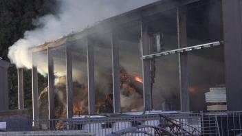 Noch unklar ist die Ursache des Brandes in dieser Lagerhalle in Sustrum.