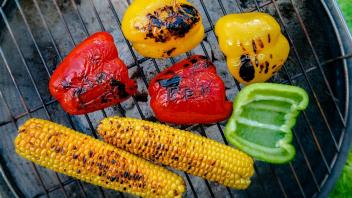 ARCHIV - Nicht jedes Gemüse sollte gleichlang auf dem Rost brutzeln: Bei Paprika reichen beispielsweise fünf Minuten. Vorgegarter Mais kann auch mal zehn Minuten lang rösten. Foto: Markus Scholz/dpa-tmn