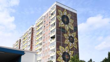 ARCHIV - Das Sonnenblumenhaus im Rostocker Stadtteil Lichtenhagen. Foto: Stefan Sauer/dpa-Zentralbild/dpa