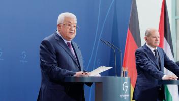 Scholz empfängt Palästinenser-Präsident 2022-08-16, Deutschland, Berlin. Kanzleramt: Bundeskanzler Olaf Scholz (SPD) emp