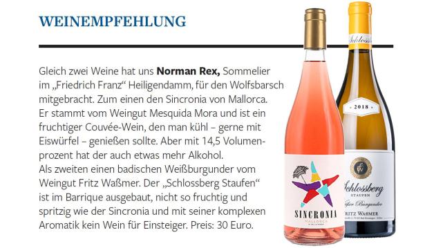 Weinempfehlung Wolfsbarsch 17.8.2022 Weinempfehlung Wolfsbarsch 17.8.2022