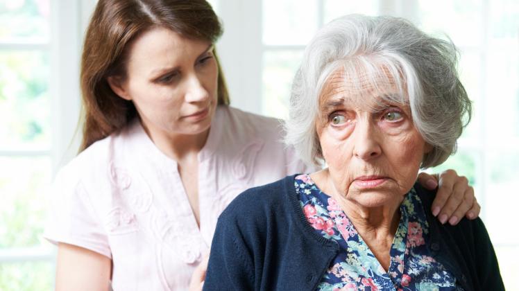 Adult Daughter Consoling Senior Mother At Home, model released, , property released, , 14099352.jpg, senior, woman, wome