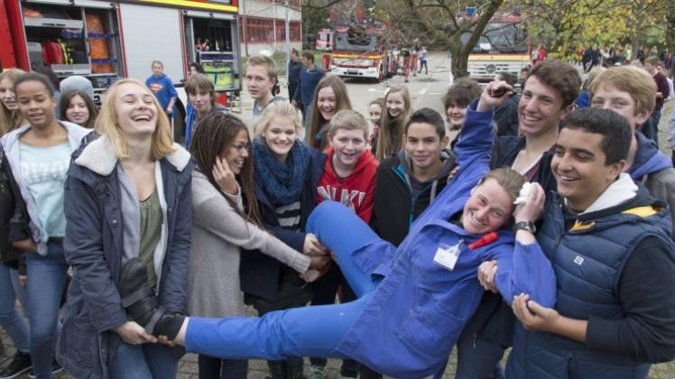 Unangemeldete Räumungsübung an der Gesamtschule Schinkel. 