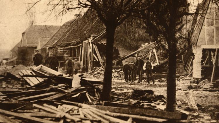 Sturmflut in Eckernförde 1872 - Zerstörungen im Jungfernstieg