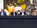 Omid Nouripour, Olaf Scholz, Christian Lindner und Saskia Esken bei einer Pressekonferenz zu den Ergebnissen der Koalit