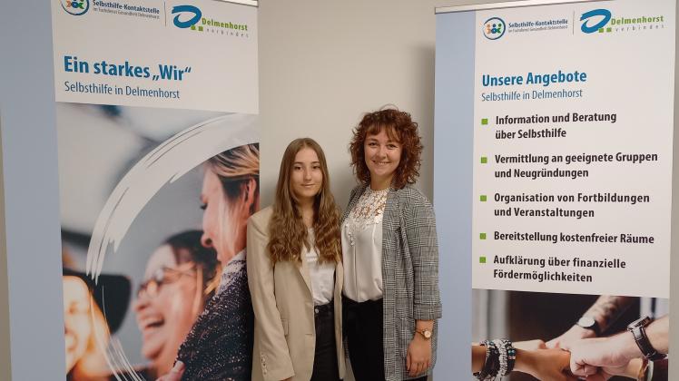 Die Selbsthilfe-Kontaktstelle der Stadt Delmenhorst stellt sich vor: Jessica Kronhardt (links) und Janina Wintjen
