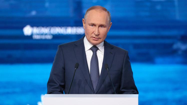 Der russische Präsident Wladimir Putin bei seiner Rede in Wladivostok.