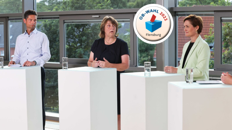 Fabian Geyer (parteilos), Karin Haug (SSW) und Simone Lange (SPD) bei der sh:z-Podiumsdiskussion.