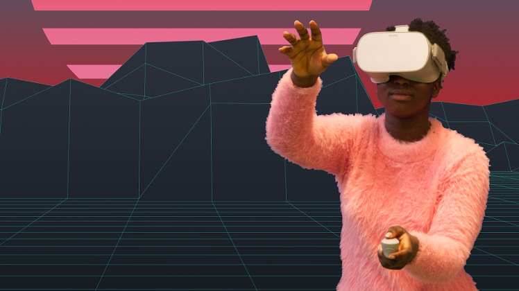 Bei „Dance Machines“ tauchen die Tänzer per VR-Brille in die virtuelle Welt ein.