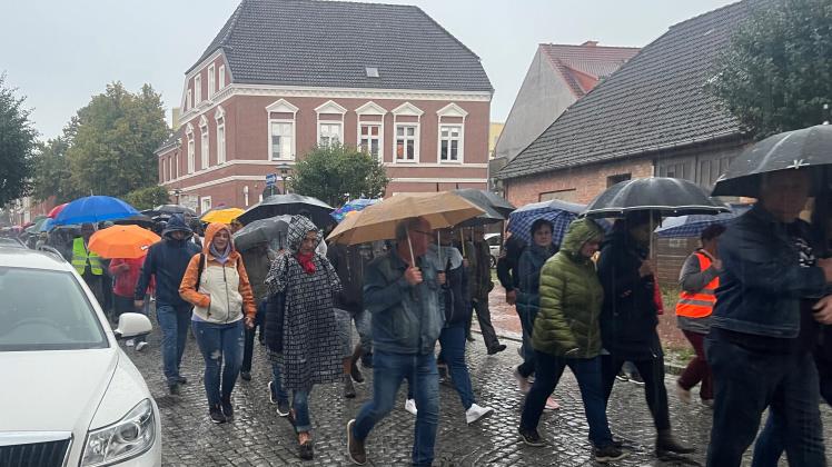 Rund 150 menschen demonstrieren in Hagenow