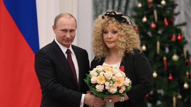 MOSCOW RUSSIA DECEMBER 22 2014 Russian singer Alla Pugacheva receives an Order of Merit for the