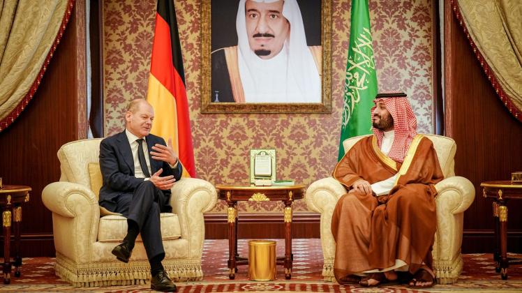 Kanzler Olaf Scholz und Kronprinz Mohammed bin Salman