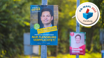 Fabian Geyer oder Simone Lange: Am Sonntag entscheidet sich, wer künftig die Flensburger Stadtverwaltung führen wird.