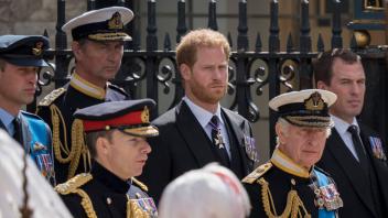 News: Funeral of Queen Elizabeth II Sep 19, 2022; London, GBR; King Charles III and Prince Harry, Duke of Sussex (center