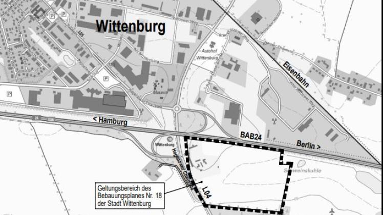 Das neue Gewerbegebiet soll südlich der A24 und östlich der Hagenower Chaussee gebaut werden. 