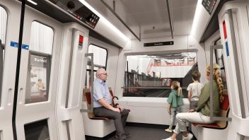 Visualisierung des Fahrzeuginnenraums in den neuen Zügen der Linie U5.