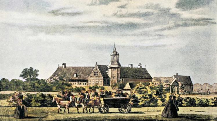 So sah ein unbekannter Künstler den Pesthof 1742. 