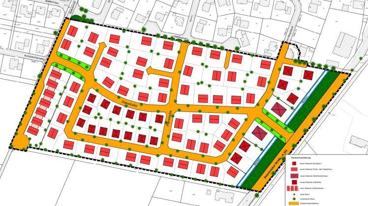 Einfamilien- und Doppelhäuser, Bungalows, Mehrfamilienhäuser und Kettenhäuser: Die Vielfalt im neuen Baugebiet in Teglingen ist groß. 