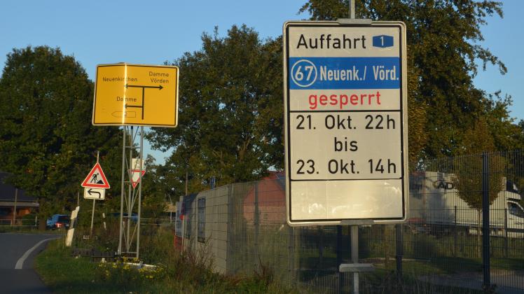 Die nächste Sperrung der Anschlussstelle Neuenkirchen-Vörden erfolgt am kommenden Wochenende.