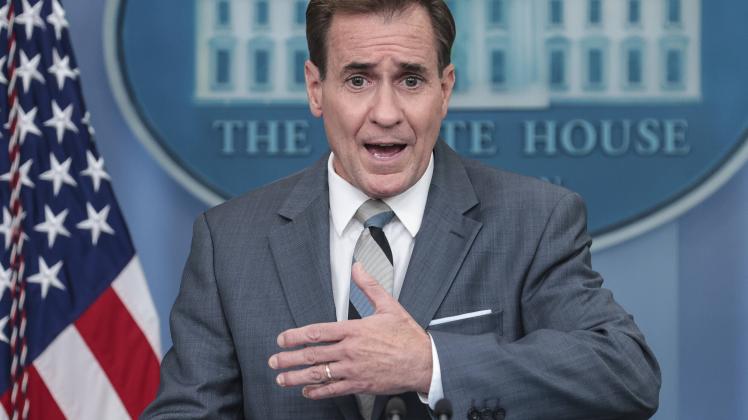 National Security Council spokesman John Kirby speaks during the daily press briefing in the James Brady Room at the Wh