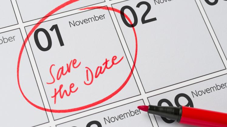 Save the Date written on a calendar - November 1 (zerbor)