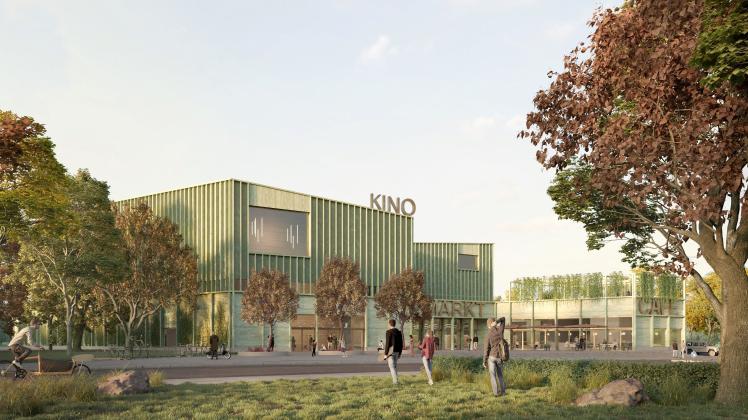 author So soll das künftige Kino mit Verbrauchermarkt im Schulweg aussehen. Gebaut wird erst, wenn der Bewegungspark mit Skateanlage auf der gegenüberliegenden Straßenseite fertig ist.