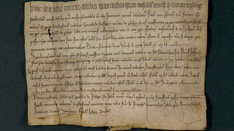 Die historische Urkunde aus dem Jahr 1239 mit der Ersterwähnung Perlebergs.