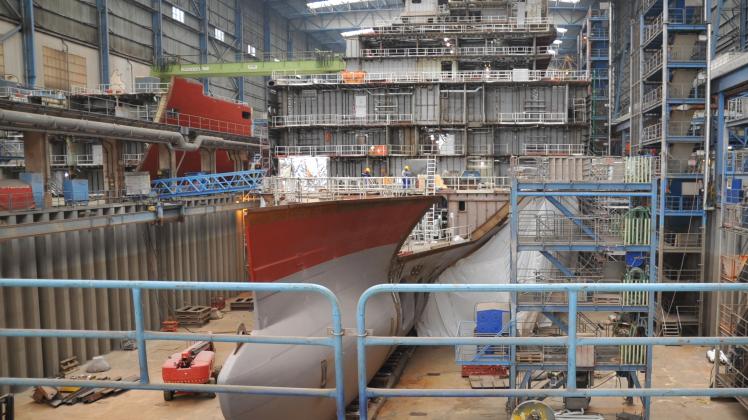 Auf der Meyer Werft im Bau: die „Silver Nova“.