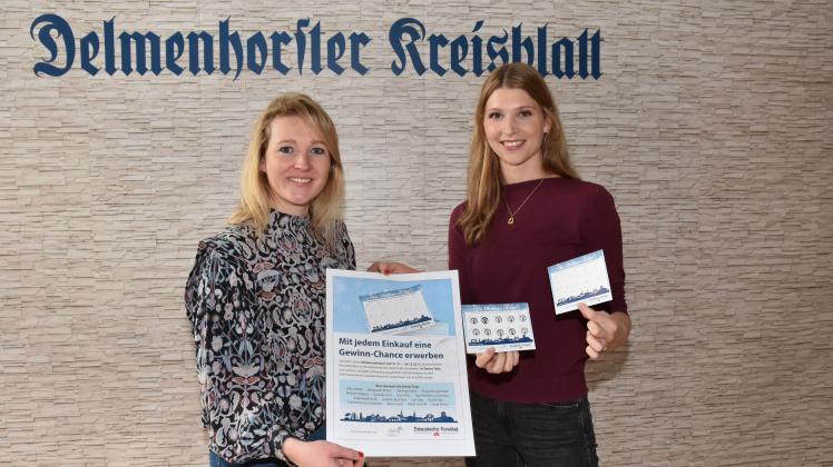 Sie haben die Aktion „Delme-Taler“ ins Leben gerufen: Stephanie Kowitz (links, Leitung Vertrieb und Privatkunden beim Delmenhorster Kreisblatt) und Lisa Thies (Projektmanagerin bei der dwfg).   
