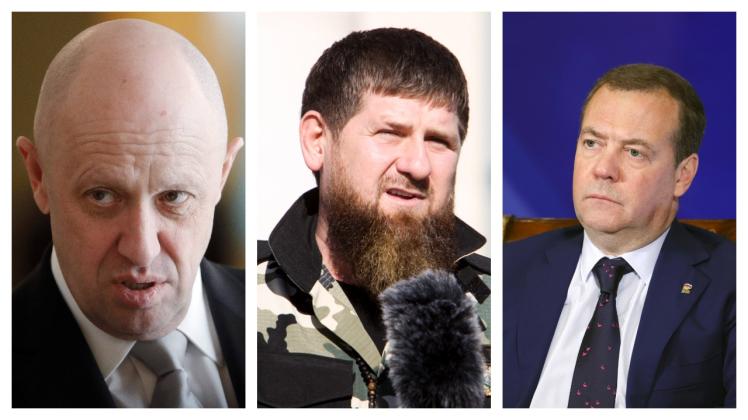 Jewgeni Pirogoshin, Ramsan Kadyrow und Dmitri Medwedew.