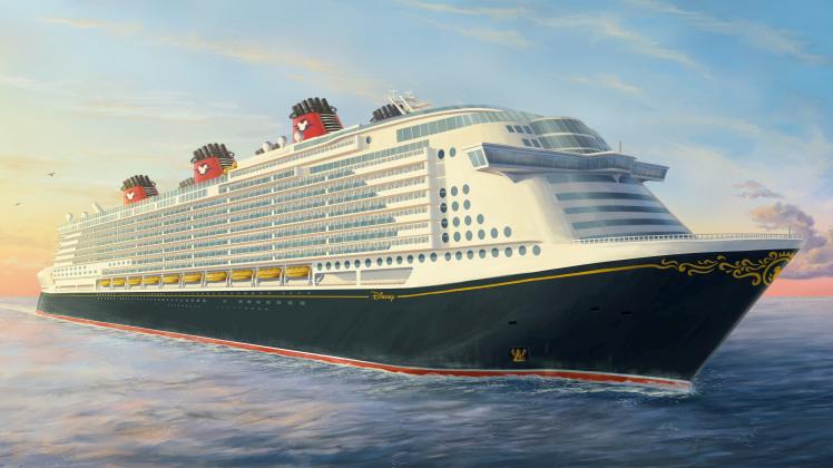 So wird das Kreuzfahrtschiff unter dem Logo der Reederei Disney Cruise Line aussehen. Die ehemalige „Global Dream“ wird von der Meyer Werft weiter gebaut.