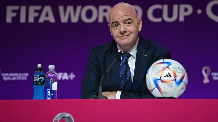 FUSSBALL WM 2022 Eroeffnung Pressekonferenz 19.11.2022 FIFA Praesident Gianni Infantino (Schweiz) *** FOOTBALL World Cup