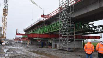 Baustelle der Ems- und Flutmuldenbrücke bei Rhede