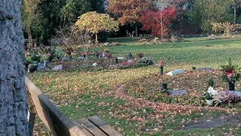 Heidefriedhof Quickborn: Blick auf die in einem Kreis angeordneten Urnengrabstellen