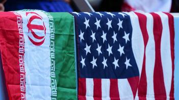 Mandatory Credit: Photo by Javier Garcia/Shutterstock (13634738bm) The flags of Palestine Iran and the USA together amon