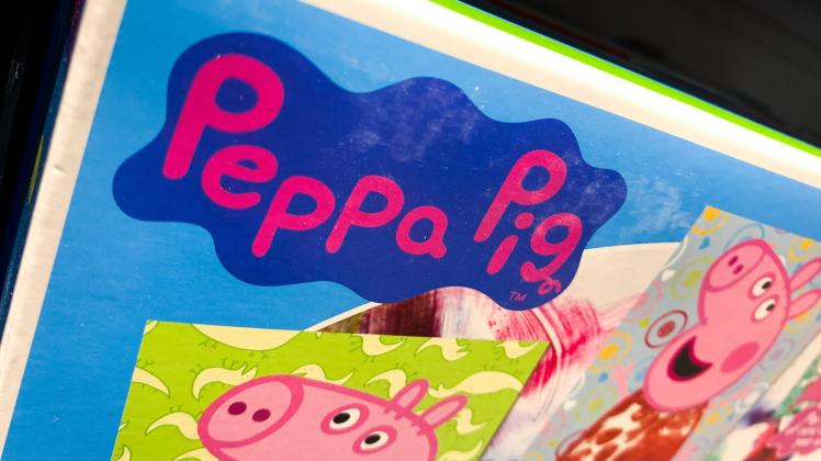 Everyday Products Brands Peppa Pig logo is seen on a packaging in a store in Poland on April 19, 2022. (Photo illustrati