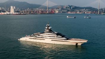 (FILES) In this file photo taken on October 7, 2022 luxury megayacht Nord, reportedly tied to billionaire Alexei Mordashov, is seen anchored in Hong Kong waters. - The recent visit of a Russian megayacht to Hong Kong has sparked warnings from corruption investigators that the city could become a haven for oligarchs and officials hiding from Western sanctions. (Photo by ISAAC LAWRENCE / AFP) / To go with &apos;HONG KONG-CHINA-RUSSIA-CHINA-POLITICS-ECONOMICS-SANCTIONS,FOCUS&apos; by Jerome Taylor and Su Xinqi