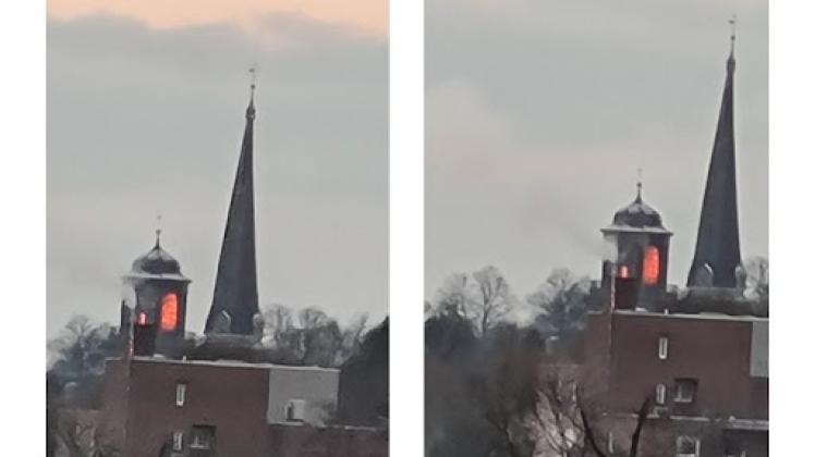 Diese Fotos sorgten für Aufregung: Sonnenuntergang sah aus wie Feuer an der Rellinger Kirche