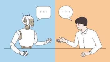 Mensch spricht mit künstlicher Intelligenz. Was kommt dabei heraus?