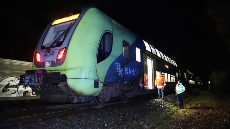 Der RE7 war auf dem Weg nach Flensburg, als sich der Vorfall südlich von Neumünster ereignete. Die Bahnstrecke war zeitweise gesperrt.