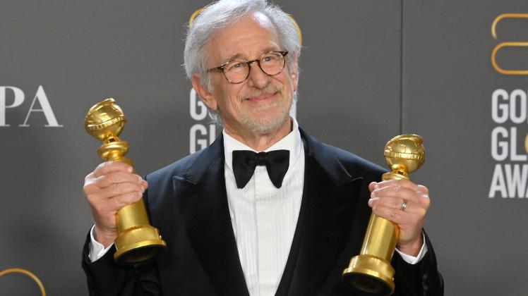 Steven Spielberg appears backstage after winning the award for Best Director - Motion Picture and Best Picture - Drama f