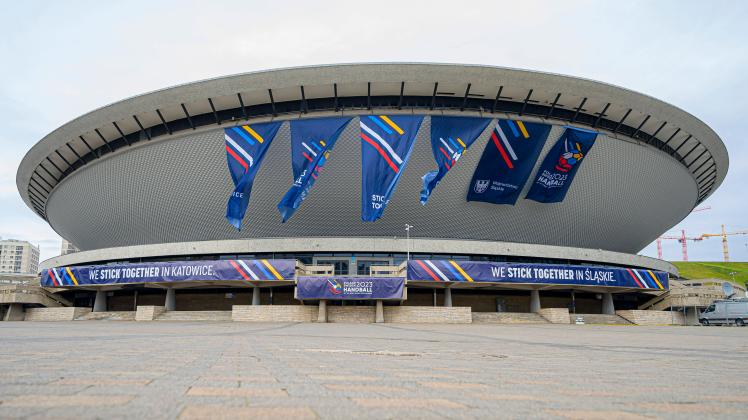 Katowice, 13. Januar 2023: Handball IHF WM, Vorrunde, Gruppe E, Deutschland - Katar Aussenansicht Spodek Arena Katowice 