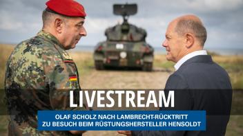 Nach dem Rücktritt von Christine Lambrecht tritt Bundeskanzler Olaf Scholz am Mittag vor die Presse, während er in Ulm den Rüstungshersteller Hensoldt besucht.