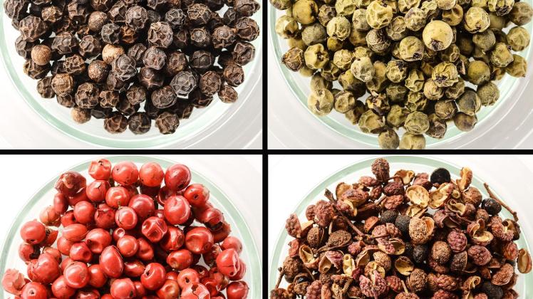 Schwarzer-, Grüner-, Roter- und Szechuanpfeffer