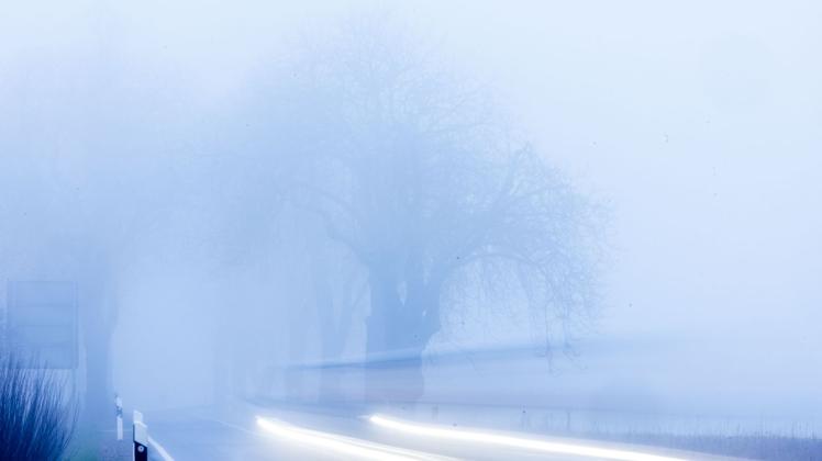 Starker Nebel auf einer Landstraße