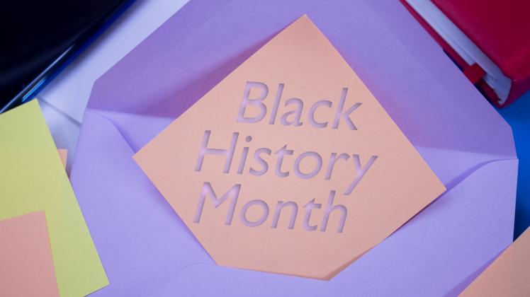 Black History Month. Text on adhesive note paper. Event, celebration reminder message., Black History Month. Text on adh