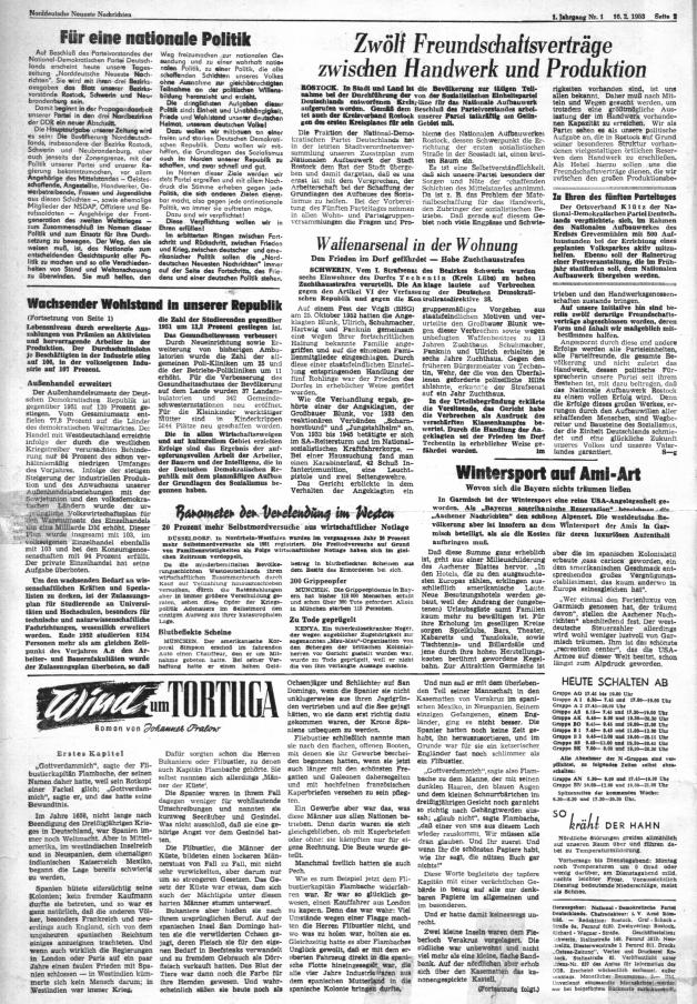 Seite 2 der ersten NNN-Ausgabe vom 16. Februar 1953
