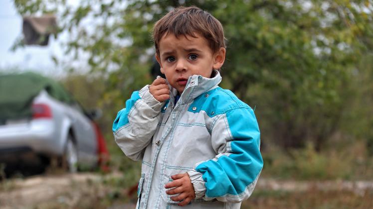 Roma IDPs from Kherson find shelter in Odesa Region ODESA REGION, UKRAINE - OCTOBER 07, 2022 - A Roma child, Odesa Regio