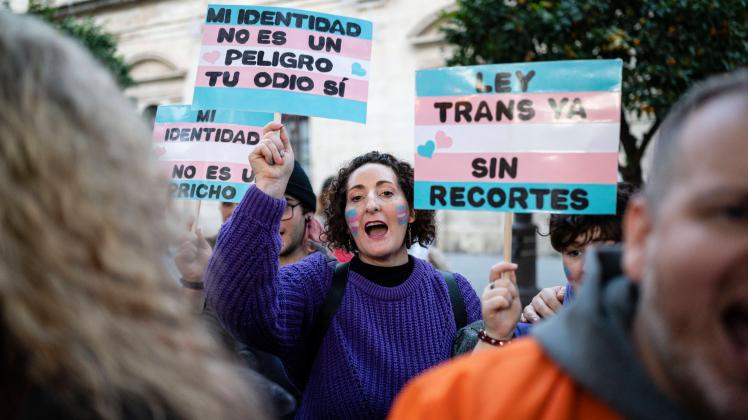 December 10, 2022, Seville, Andalusia, Spain: Various demostrations of transgender colectives took place in Spanish citi